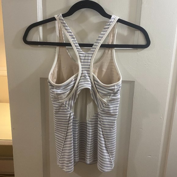 *NOT FOR SALE/SOLD* Lululemon Racerback Tank (Grey/White) Size 4 - Picture 2 of 7
